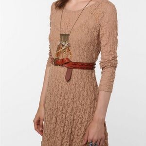 Kimchi Blue Elegant Tan Lace Dress